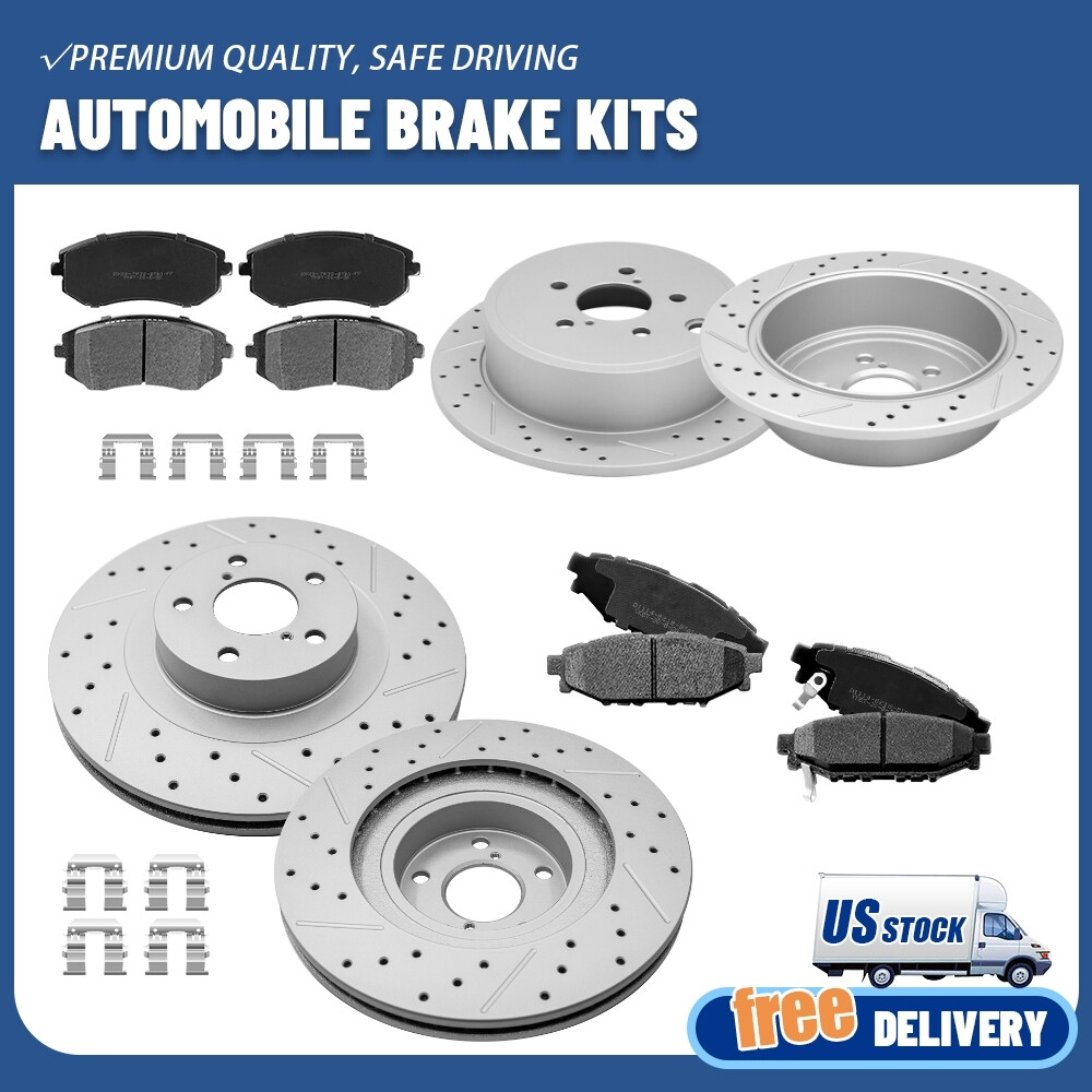 For 2008 2009 2010 Subaru Impreza WRX Front Rear Disc Brake Rotors Ceramic Pads