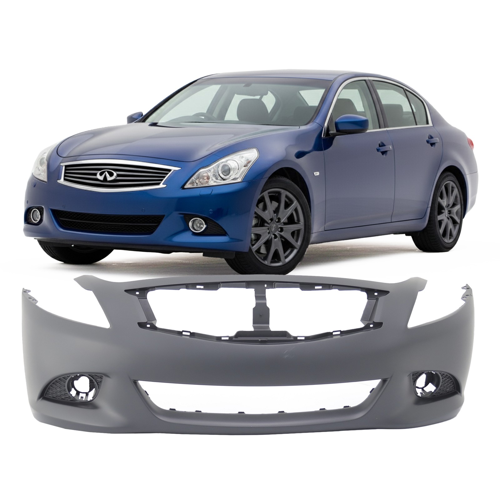 Bumper Cover For 2010-2013 Infiniti G37 Sedan /Journey w Fog holes Front