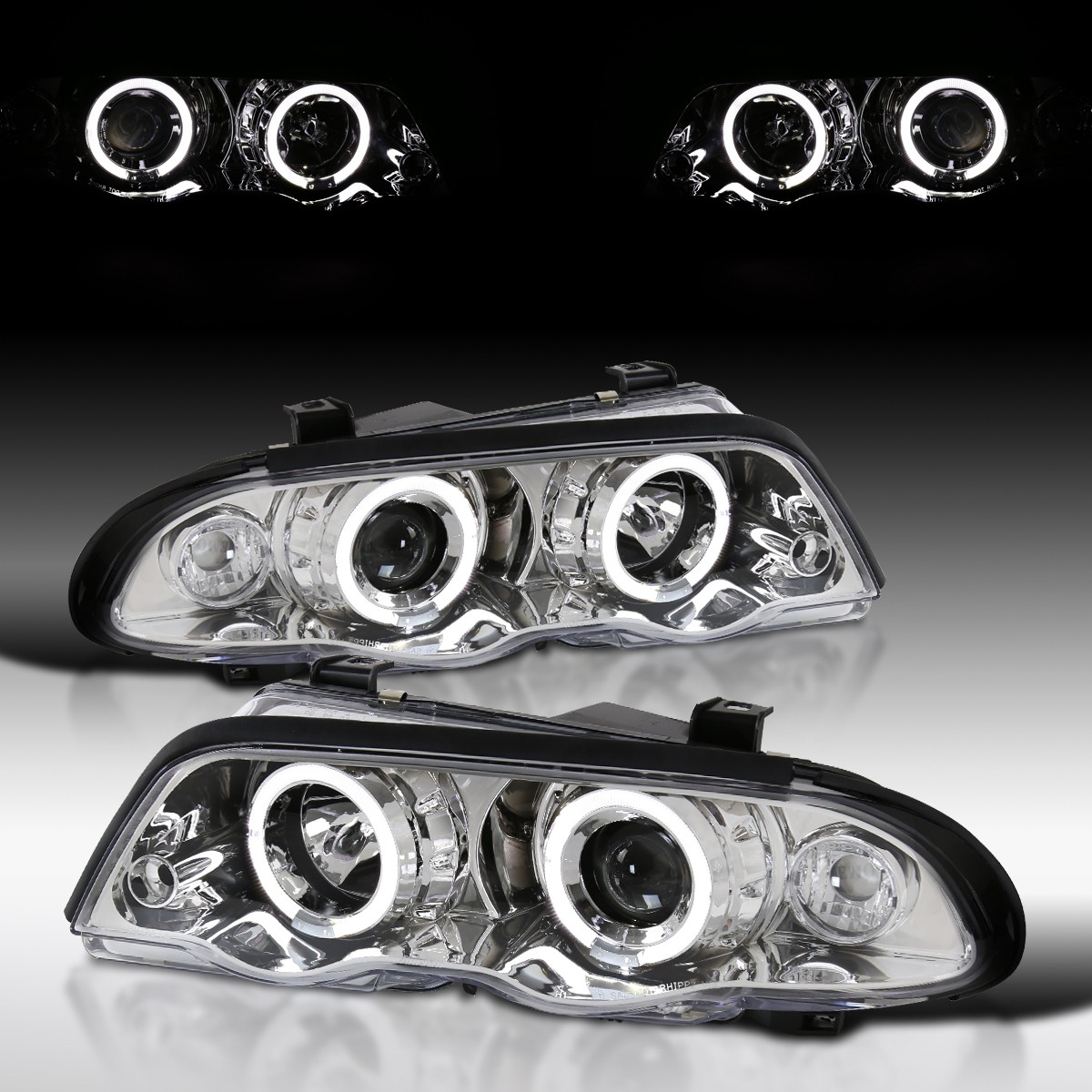 Fit 1999-2001 BMW E46 3-Series Sedan LED Halo Projector Headlights Left+Right Fit 1999-2001 BMW E46 3-Series Sedan LED Halo Projector Headlights Left+Right