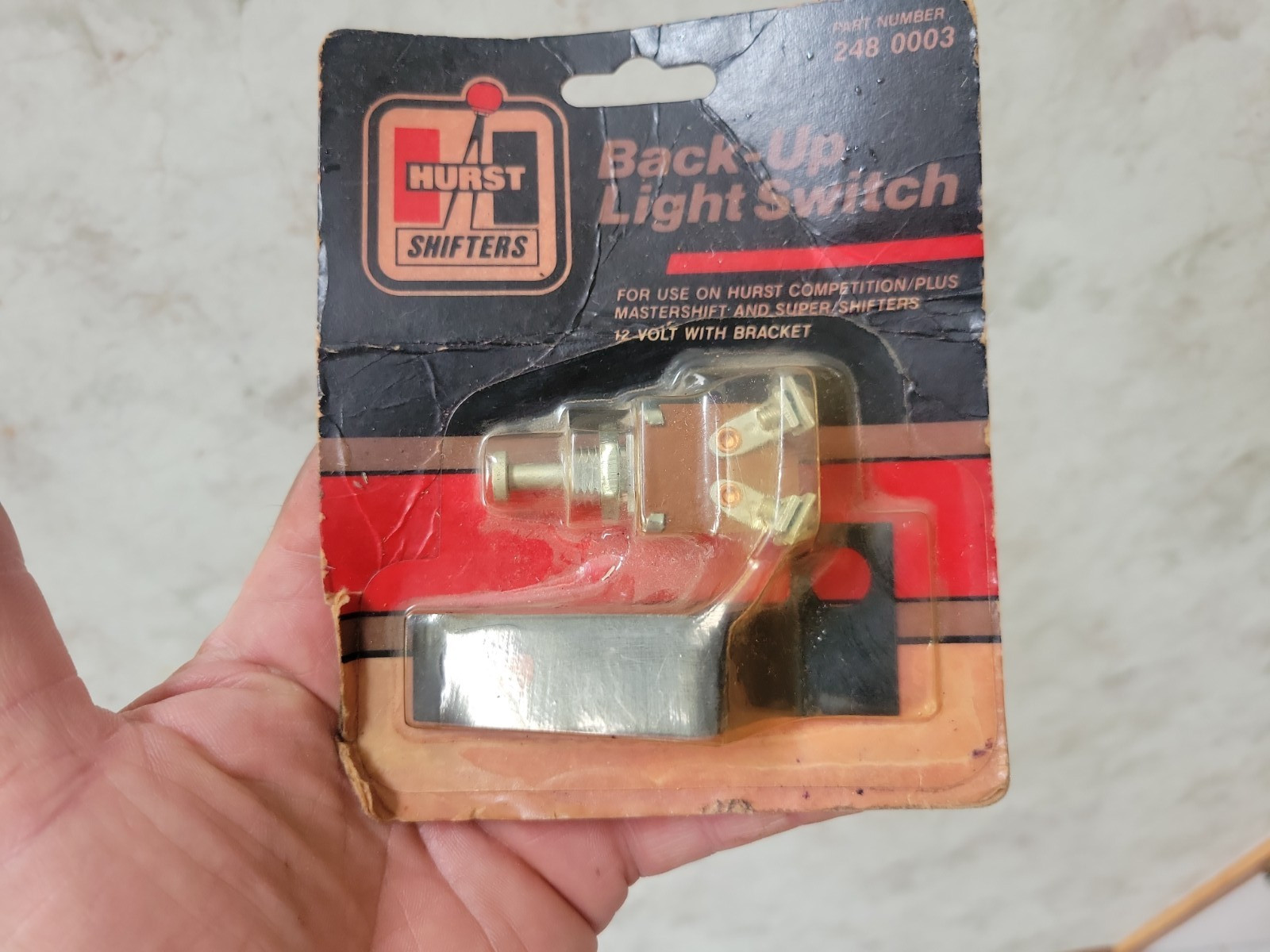 VTG NOS HURST BACK UP LIGHT SWITCH 2480003 12V/W/BRACKET VTG NOS HURST BACK UP LIGHT SWITCH 2480003 12V/W/BRACKET