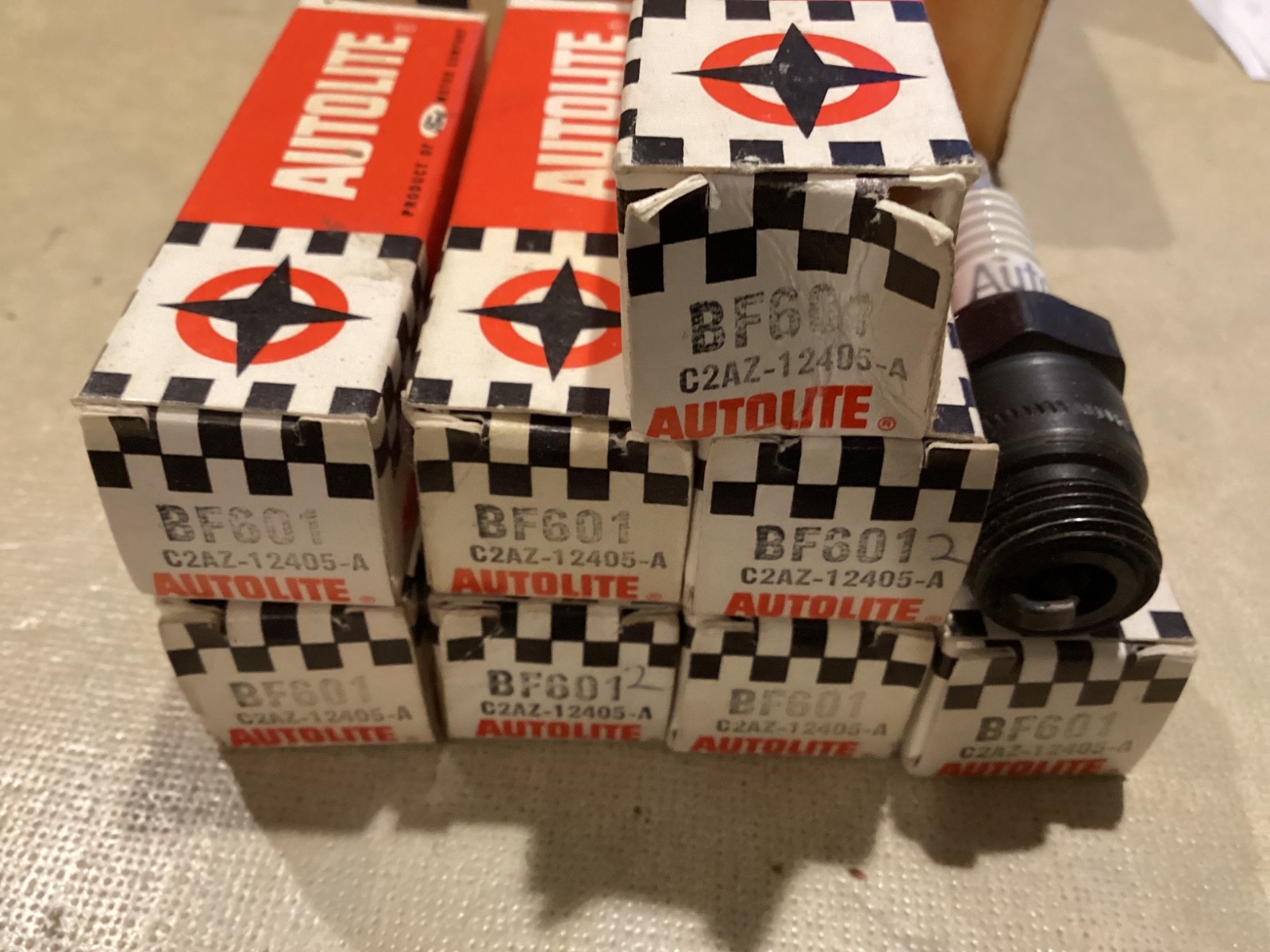 ‘NOS’ Ford Autolite BF-601 Spark Plugs ..‘Star Logo’.. High Performance Racing