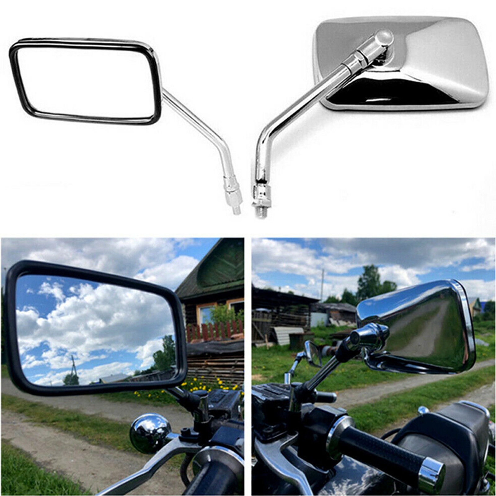 2PCS Rectangle Motorcycle Rearview Mirrors M10 For Vanderhall Auto Cycle