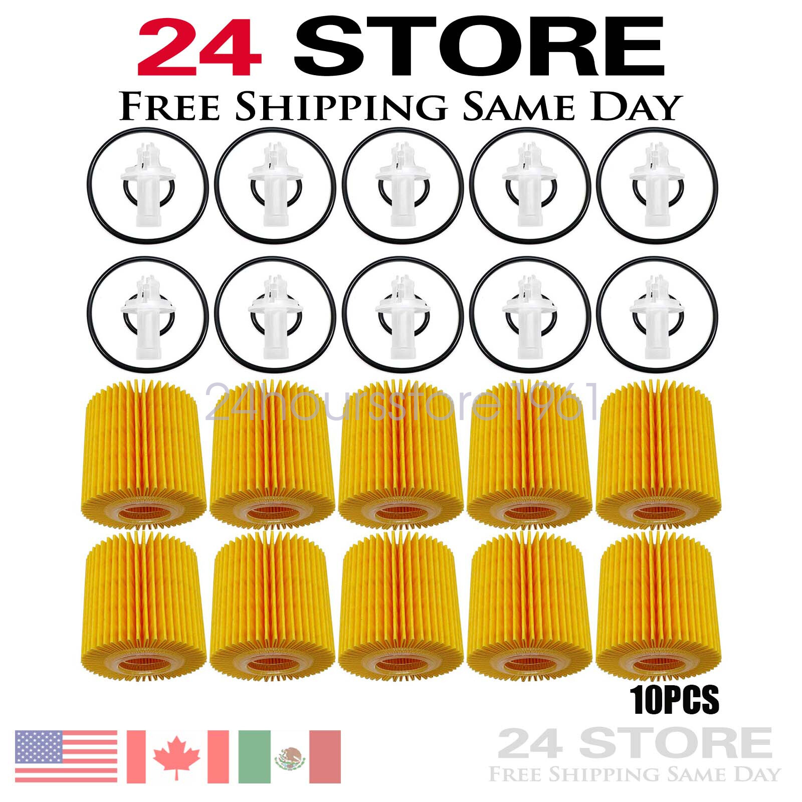 04152-YZZA1 10pcs Engine Oil Filter Kit for Toyota Camry Sienna Highlander RAV4