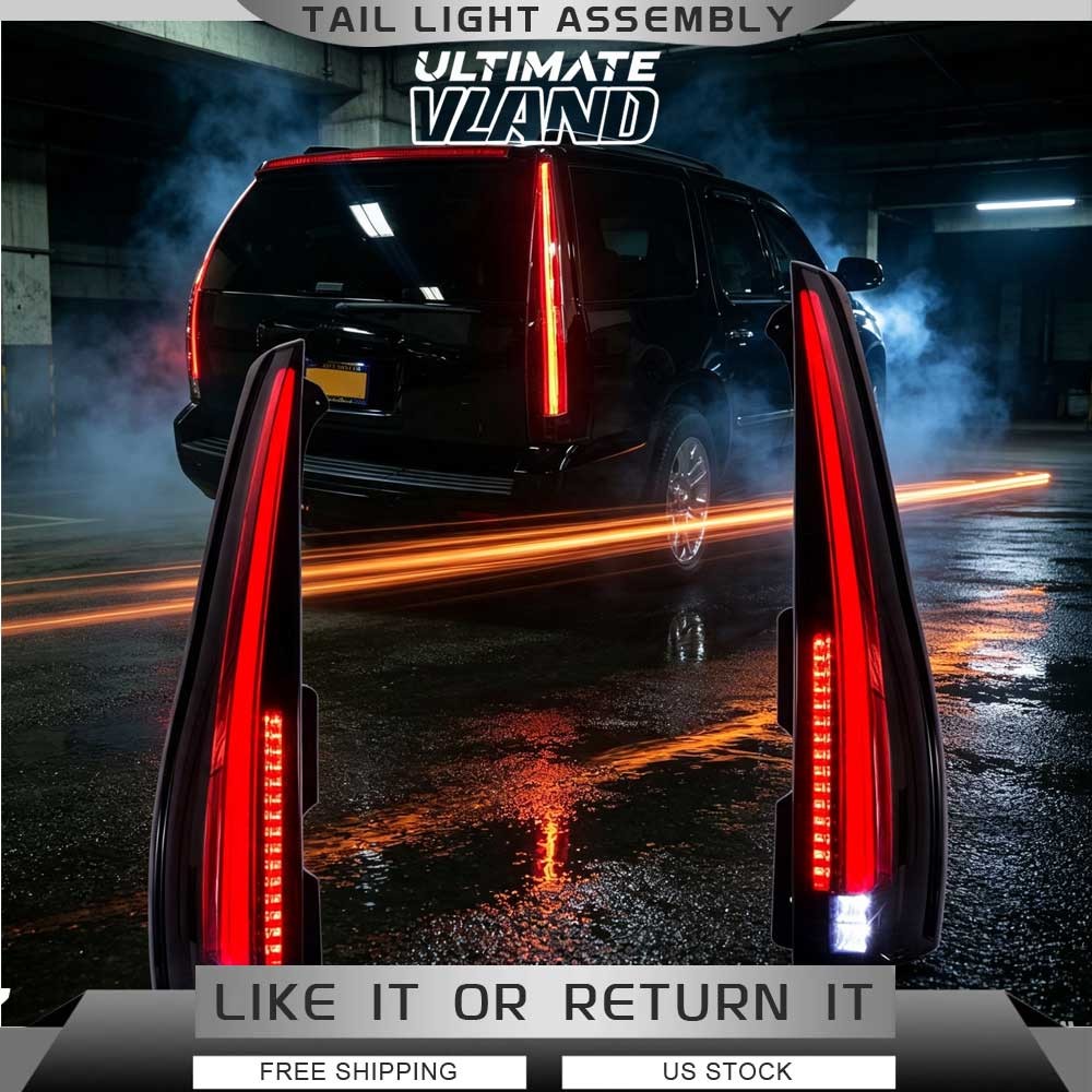 VLAND Smoke Full LED TailLights For 2007-2014 Cadillac Escalade / ESV Rear Lamps