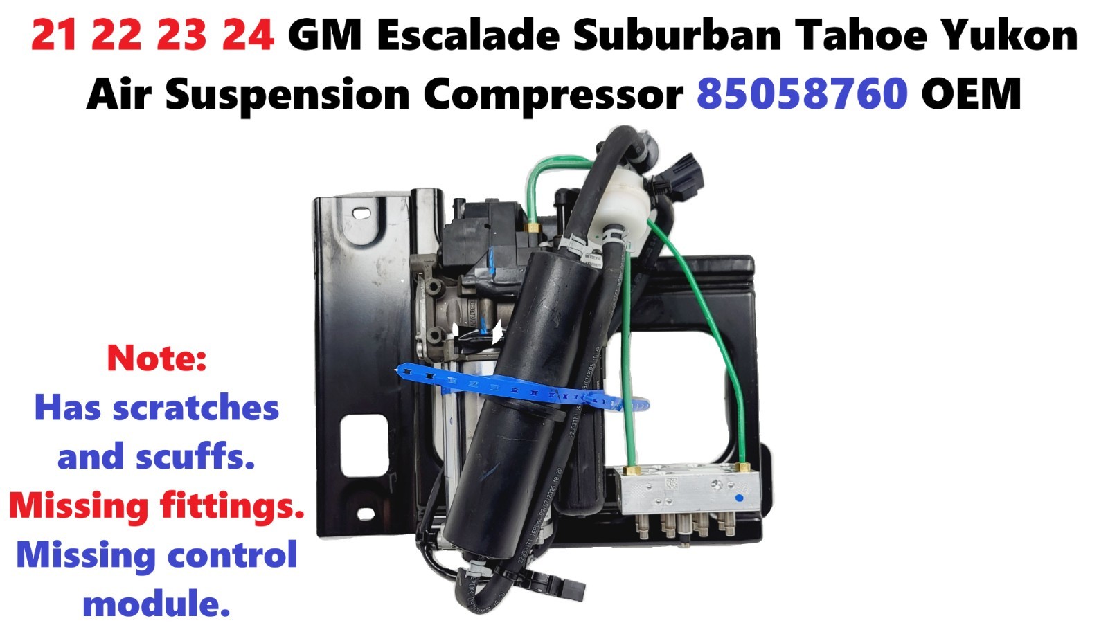 21 22 23 24 GM Escalade Suburban Tahoe Yukon Air Suspension Compressor 85058760