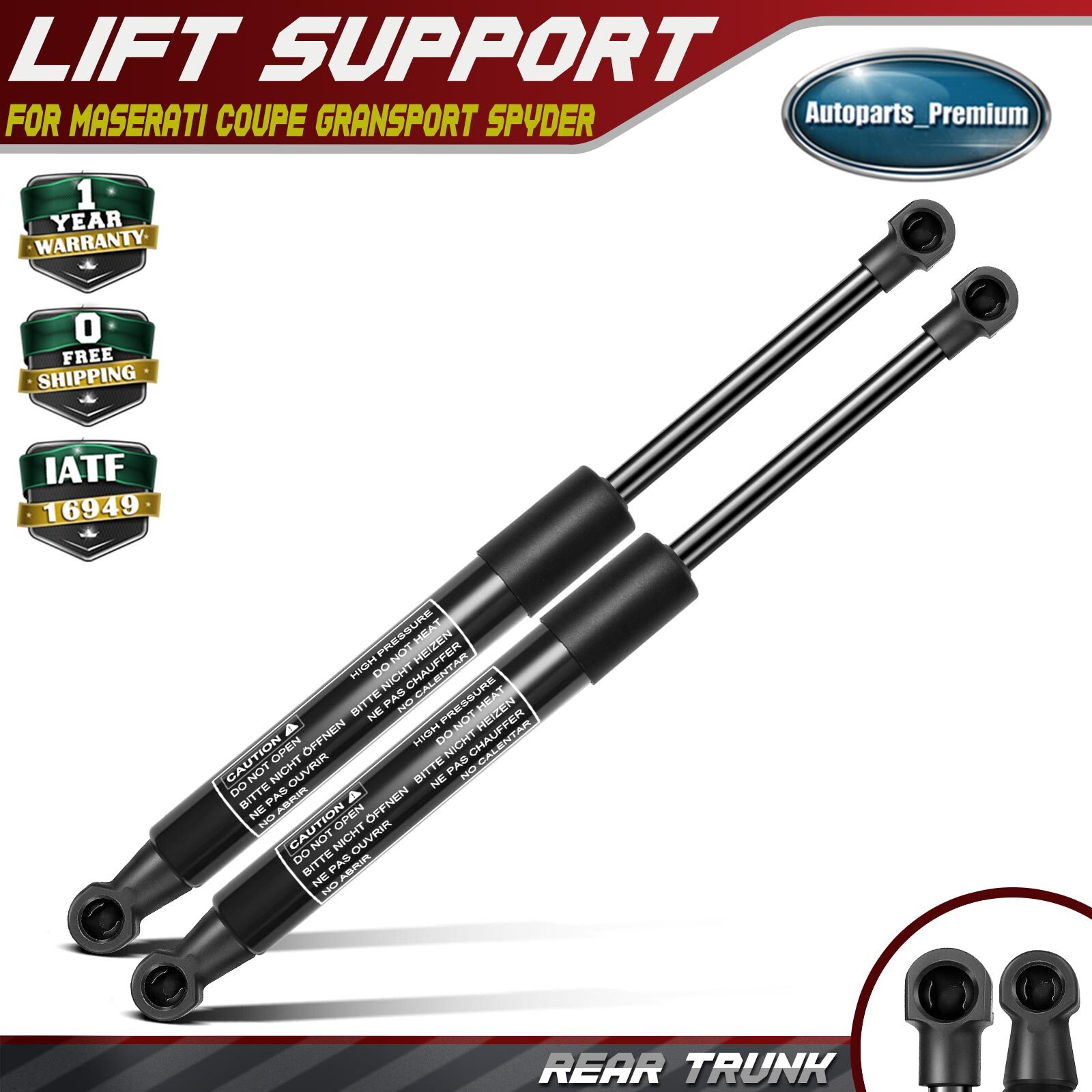 2pcs Rear Trunk Lift Supports Shocks Struts for Maserati Coupe GranSport Spyder