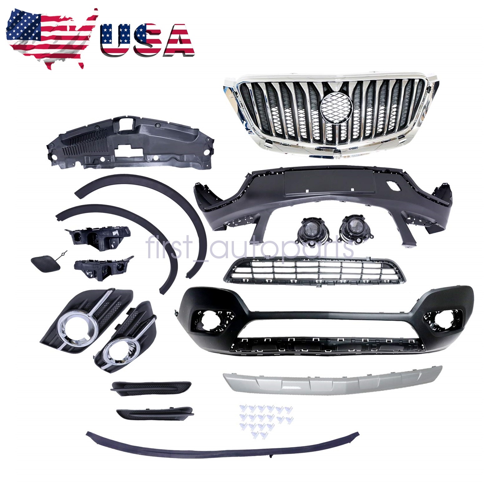Fit For 13-16 Buick Encore Front Bumper Set W/Upper Lower Grille Fog Light