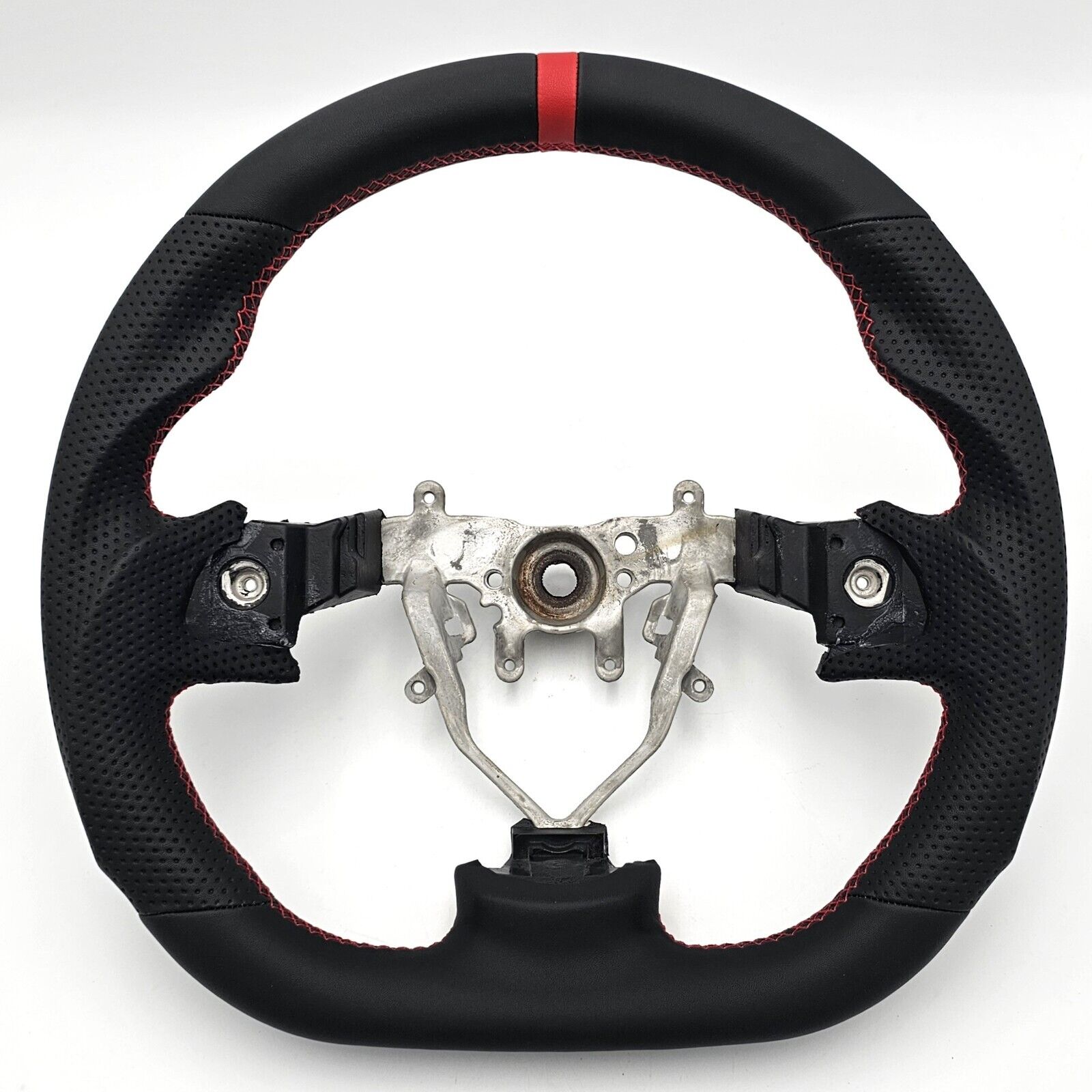 REVESOL Black Steering Wheel Red Strip for 2008-2014 SUBARU IMPREZA STI WRX 