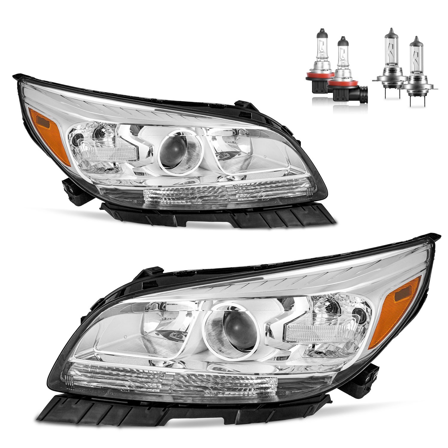 For 2013-2015 Chevy Malibu Halogen Projector Headlights Headlamps W/bulbs L+R