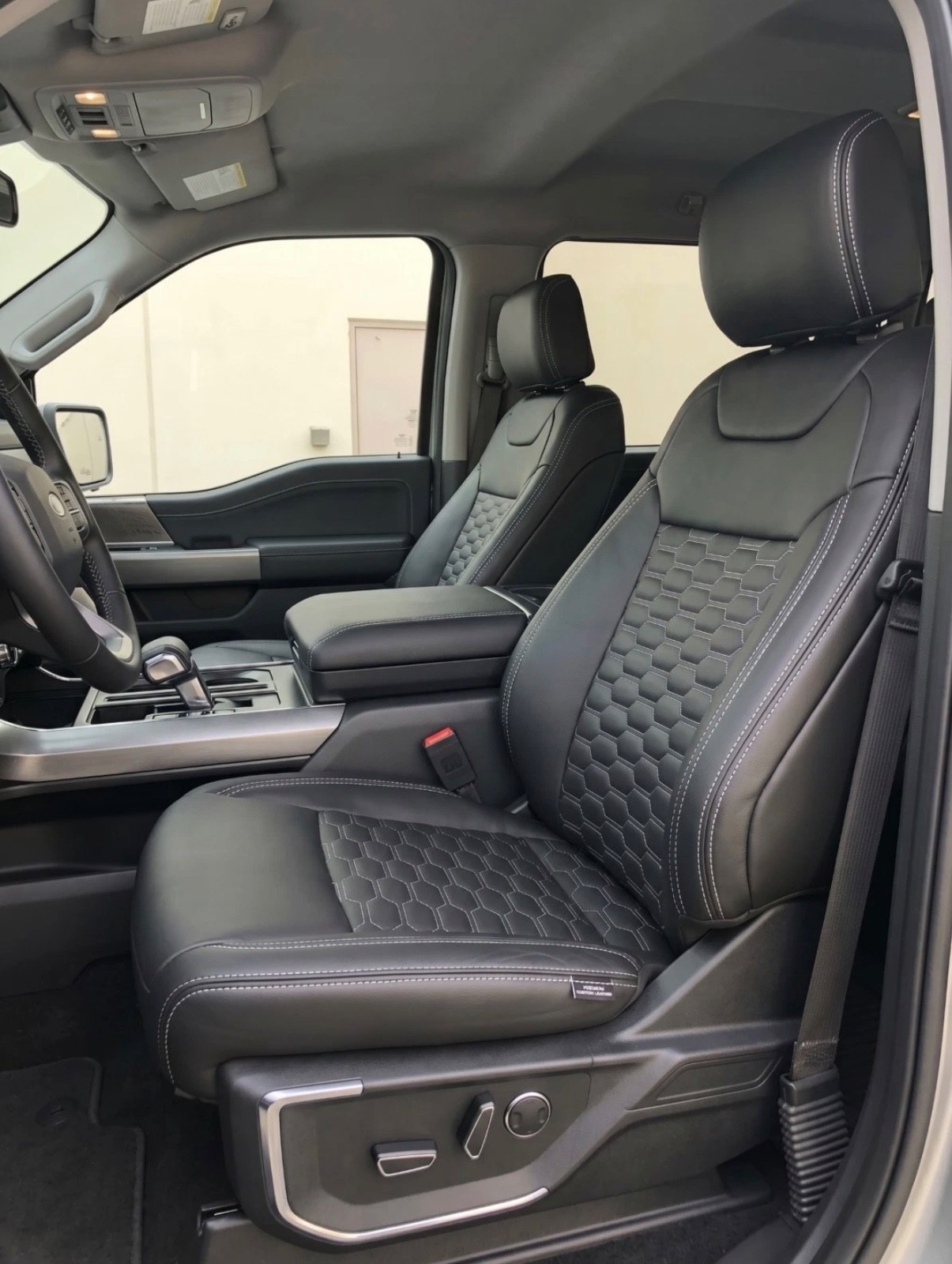 2015-20 Ford F-150 Black & White Leather Seat Covers Upgrade