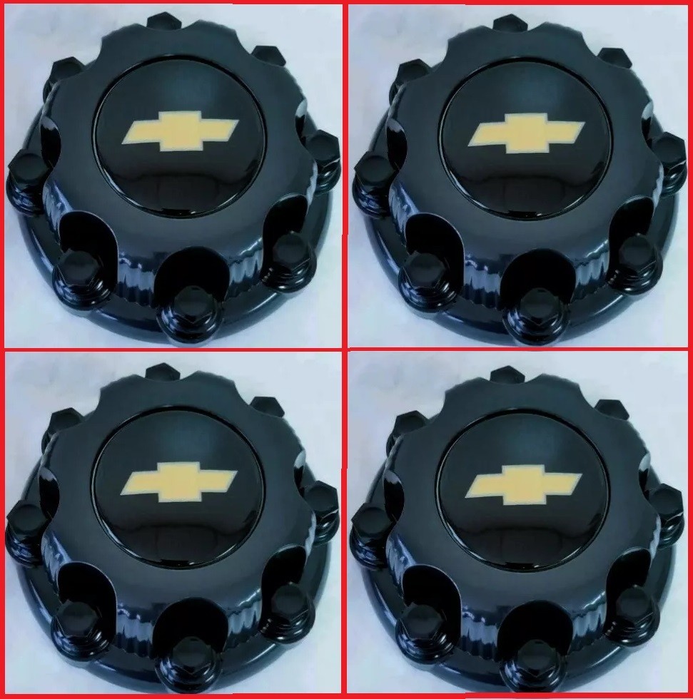 4 Center Caps for Select Chvey , GMC Truck Van 8 Lugs BLACK 16