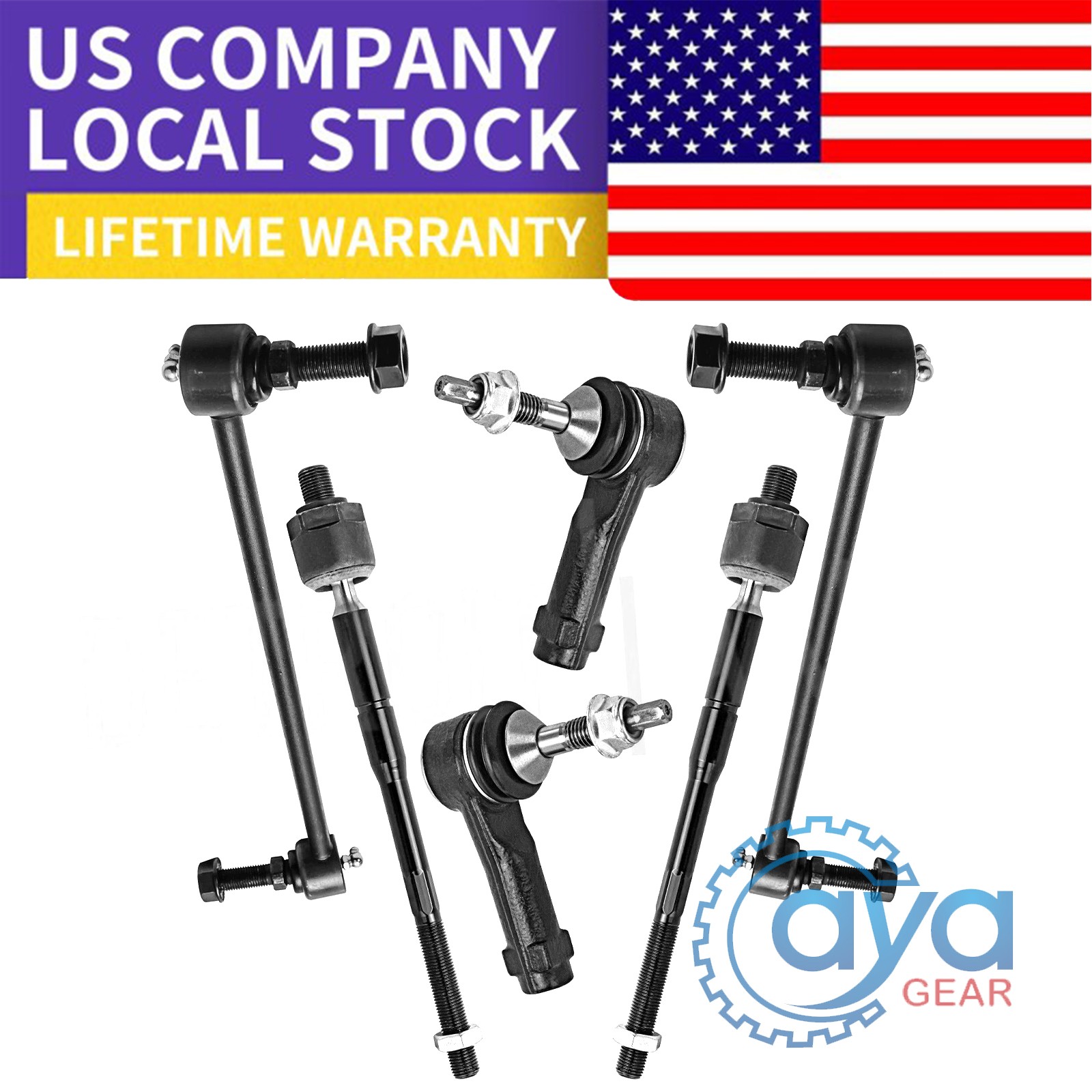 6pc Front Inner and Outer Tie Rods Sway Bars for 2011- 2017 2018 Ford Explorer