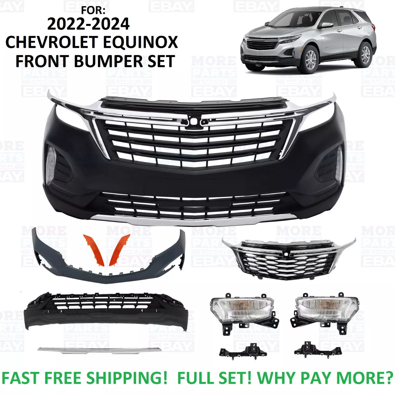 FOR 2022 2023 2024 Chevrolet equinox front bumper UPPER LOWER GRILL FOR 2022 2023 2024 Chevrolet equinox front bumper UPPER LOWER GRILL