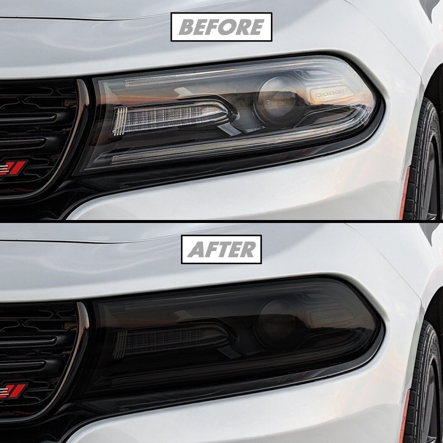 FOR 2015-2022 Dodge Charger Headlight SMOKE Precut Vinyl Tint Overlays