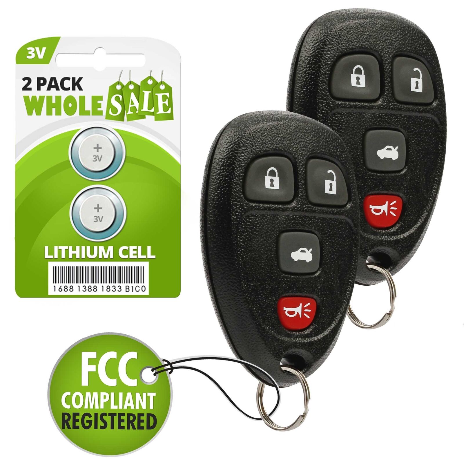 2 Replacement For 2007 2008 2009 Saturn Aura  Key Fob Remote