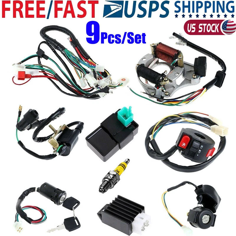 50cc~125cc CDI Wire Harness Stator Assembly Wiring Kit For Chinese ATV Quad Quad