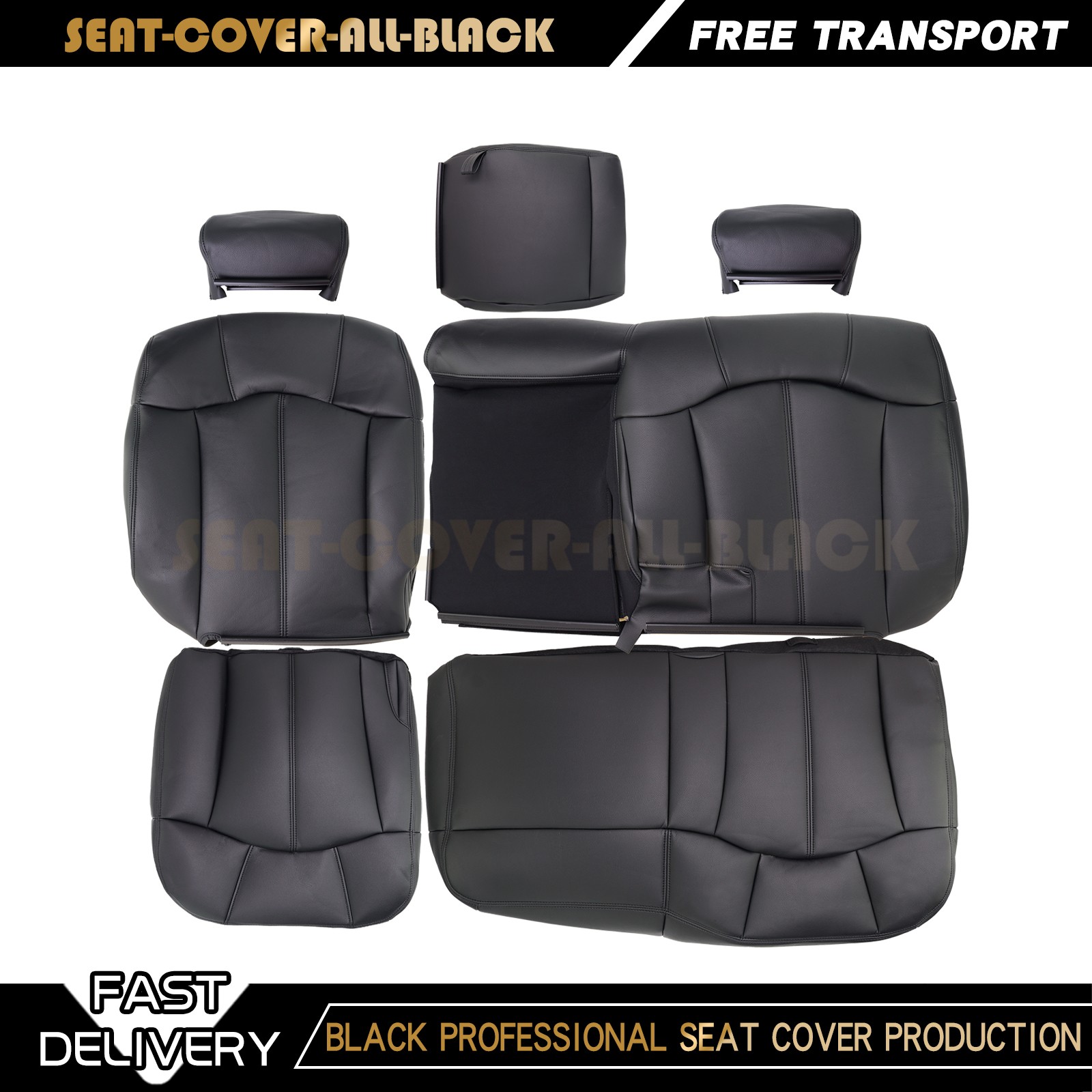 For 1999 - 2002 Chevy Silverado Tahoe Suburban 2ND Row Leather Seat Cover BLACK