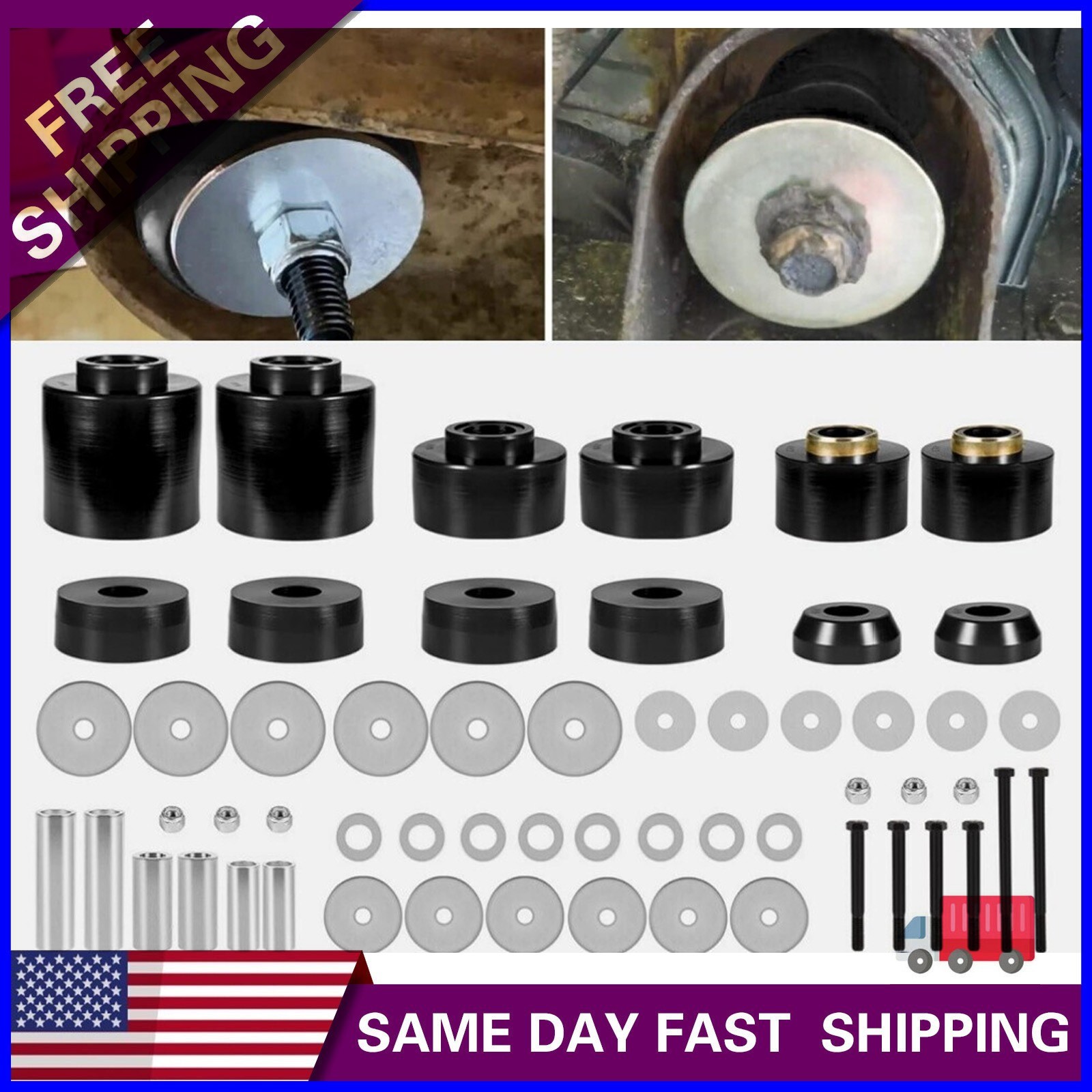 4.4123R Polyurethane Body Cab Mount Bushing Kit For 1980-1998 Ford Suspension