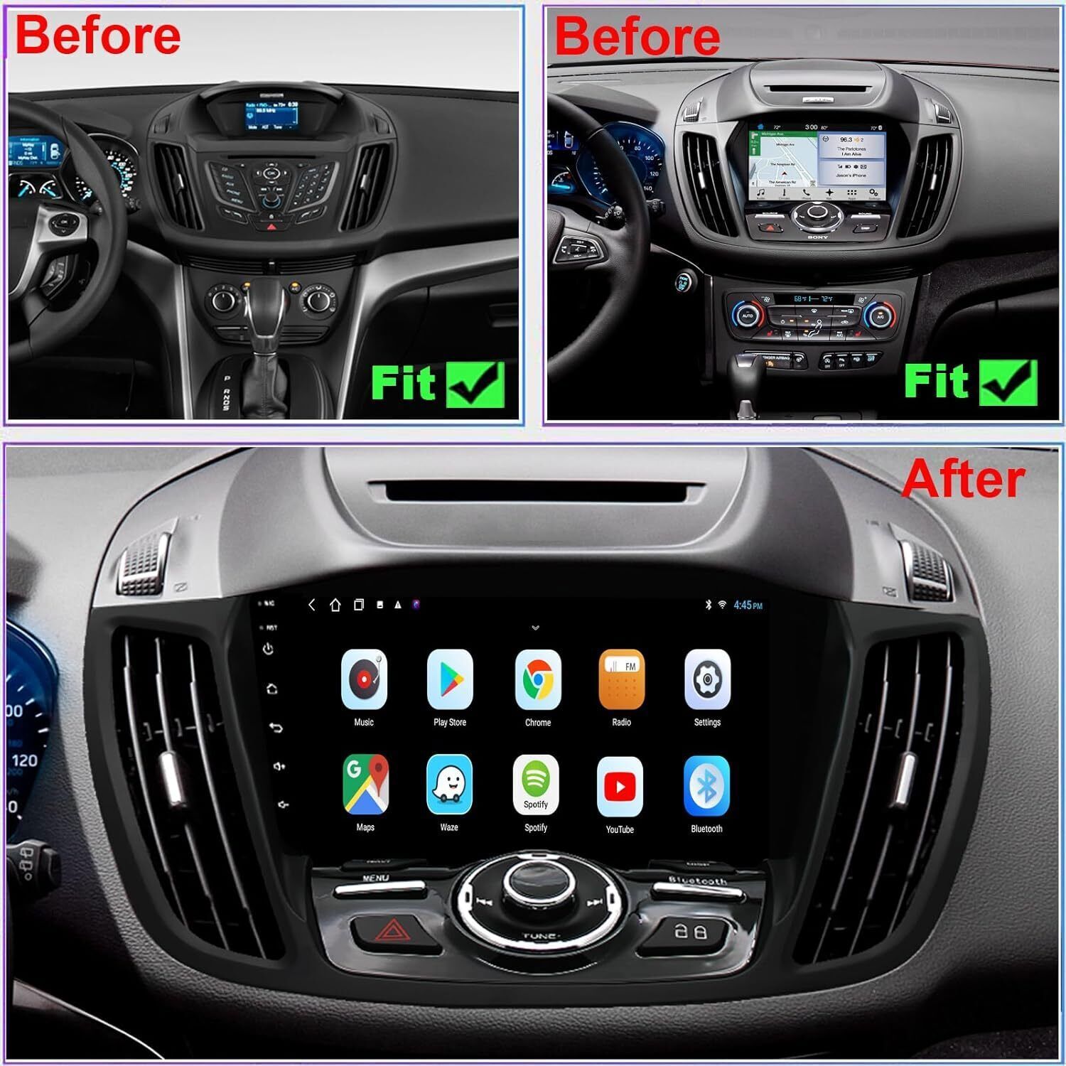 For 2013-2019 Ford Escape 64G Apple Carplay Car Stereo Radio Android 15 GPS US