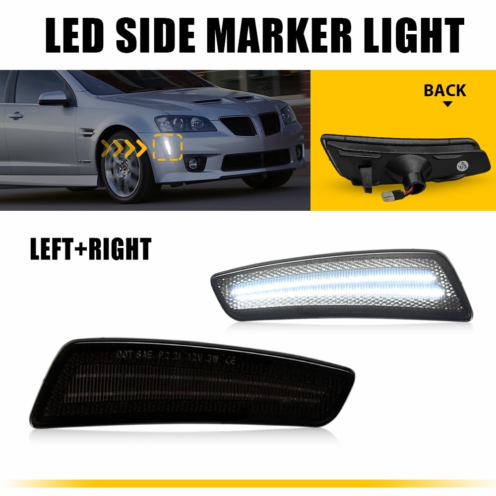 Smoked Front Bumper Side Marker Light For 2008-2009 Pontiac G8 GT GXP White EAH