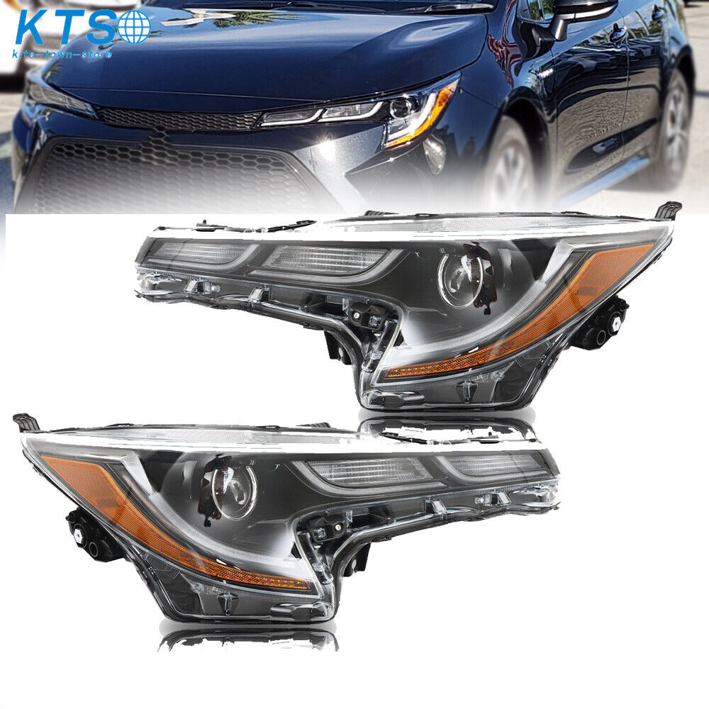 Headlights Assembly For 2020 2021 Toyota Corolla SE XLE XSE LED Black Right+Left