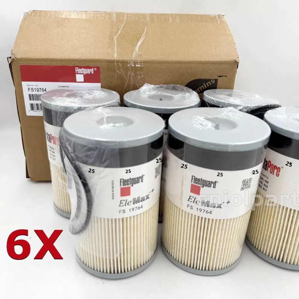 6X FS19764 Fleetguard Fuel Filter with Water Separator Cummins  NEW