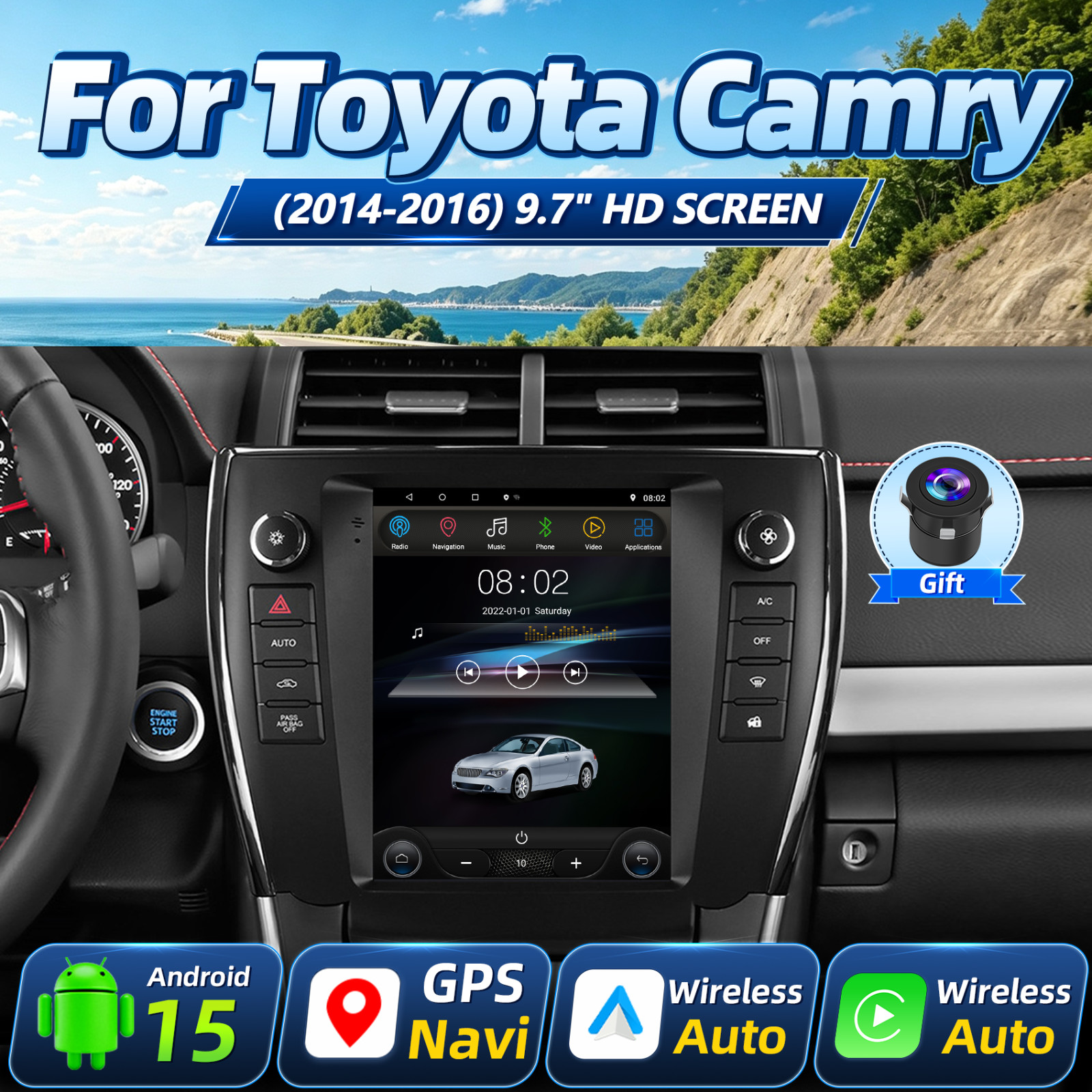 Plug&Play For 2015-2017 Toyota Camry 9.7