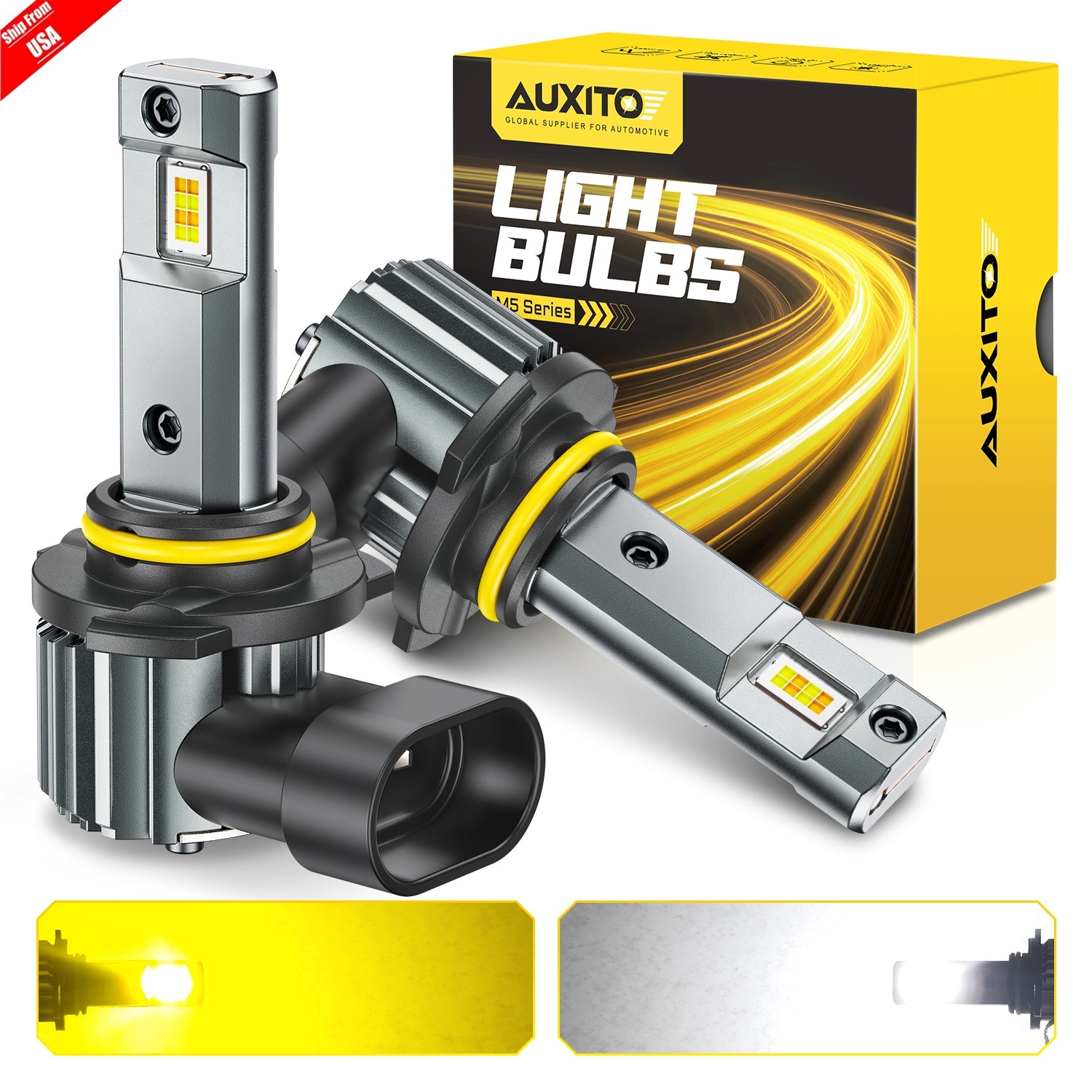 AUXITO 2X 9006 HB4 LED Switchback bulbs 80000LM for Headlight Fog Lights Canbus