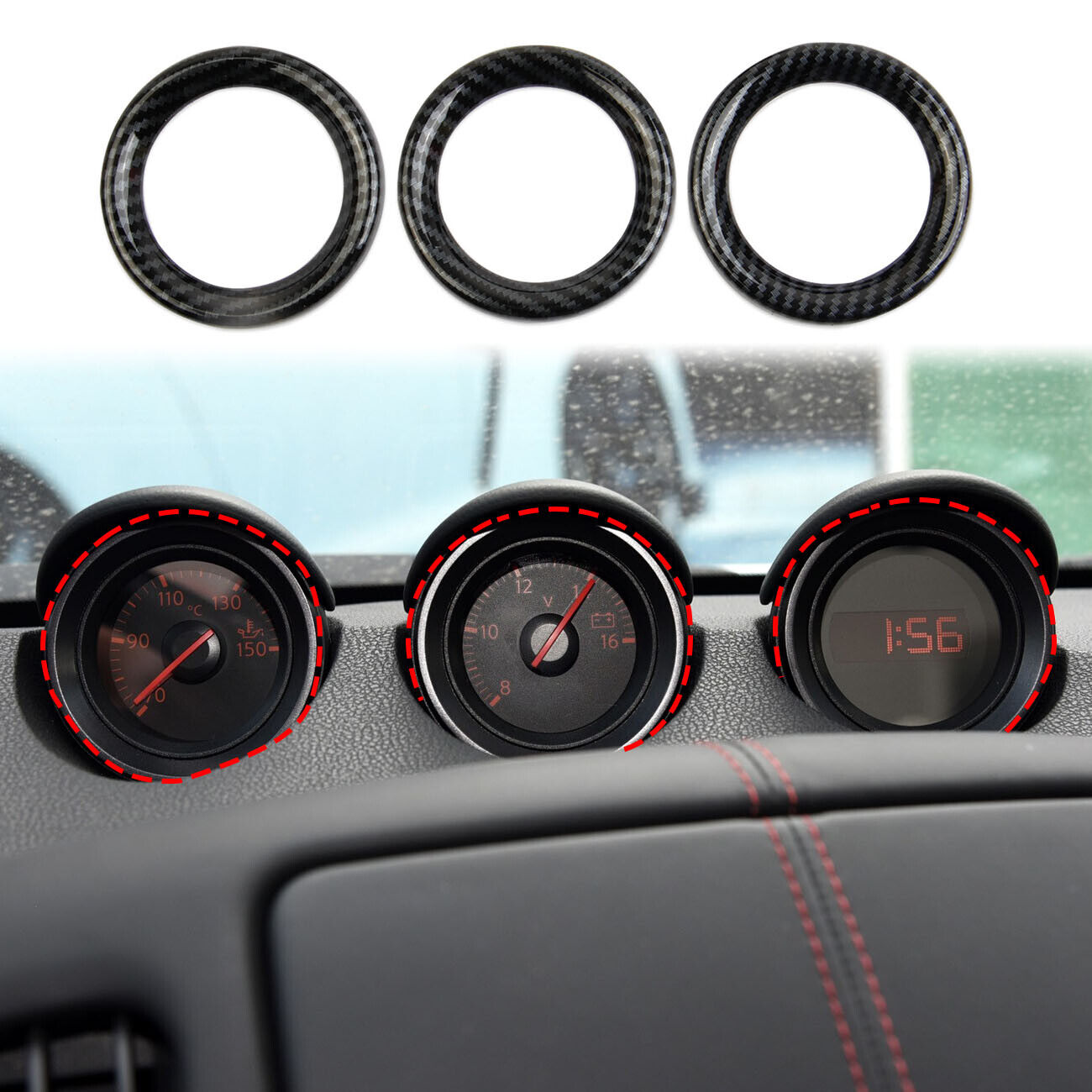 Carbon Fiber Style Inner Dashboard Frame Trim Cover For Nissan 370Z 2009-2020