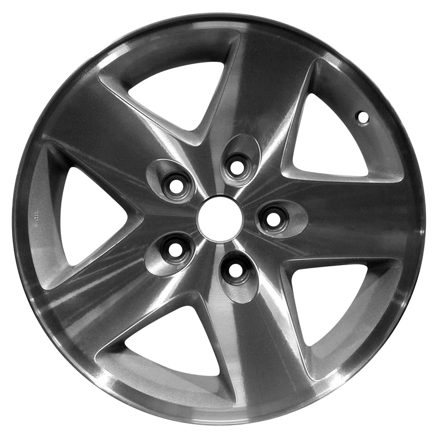 17x7.5 5 Spoke Used Aluminum Wheel Machined and Painted Silver 560-09075