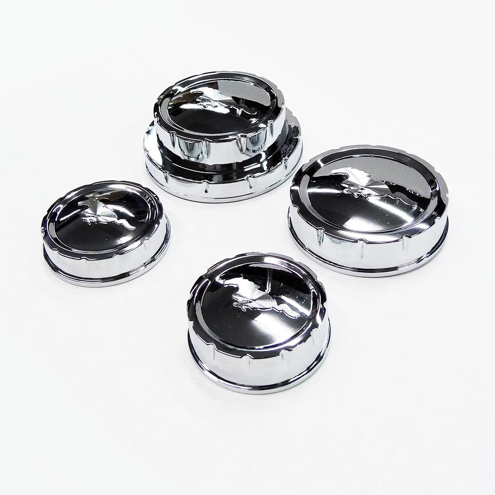 Fits 11-14 Mustang GT Radiator Oil Brake Washer Fluid Cap Cover Pony Chrome