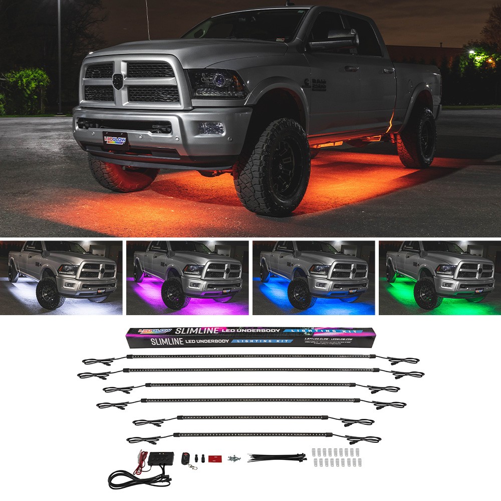 LEDGlow Multi Color Slimline LED Truck Underglow Neon Accent Light Underbody Kit