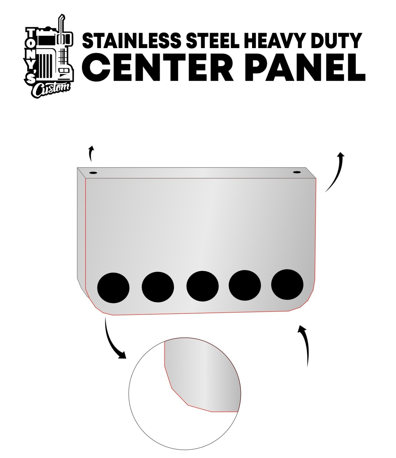 Rear Center Panel 20 Inch Stainless Steel 5 holes 4\ Rear Center Panel 20 Inch Stainless Steel 5 holes 4\