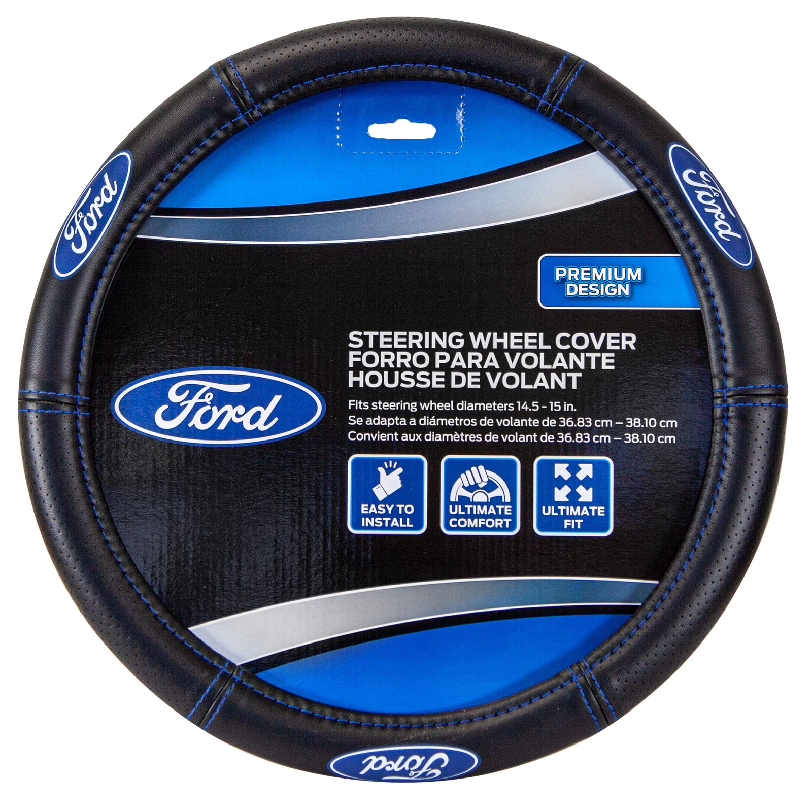 Ford Contrast Stitching Premium Steering Wheel Cover for Cars, Trucks & SUV Ford Contrast Stitching Premium Steering Wheel Cover for Cars, Trucks & SUV