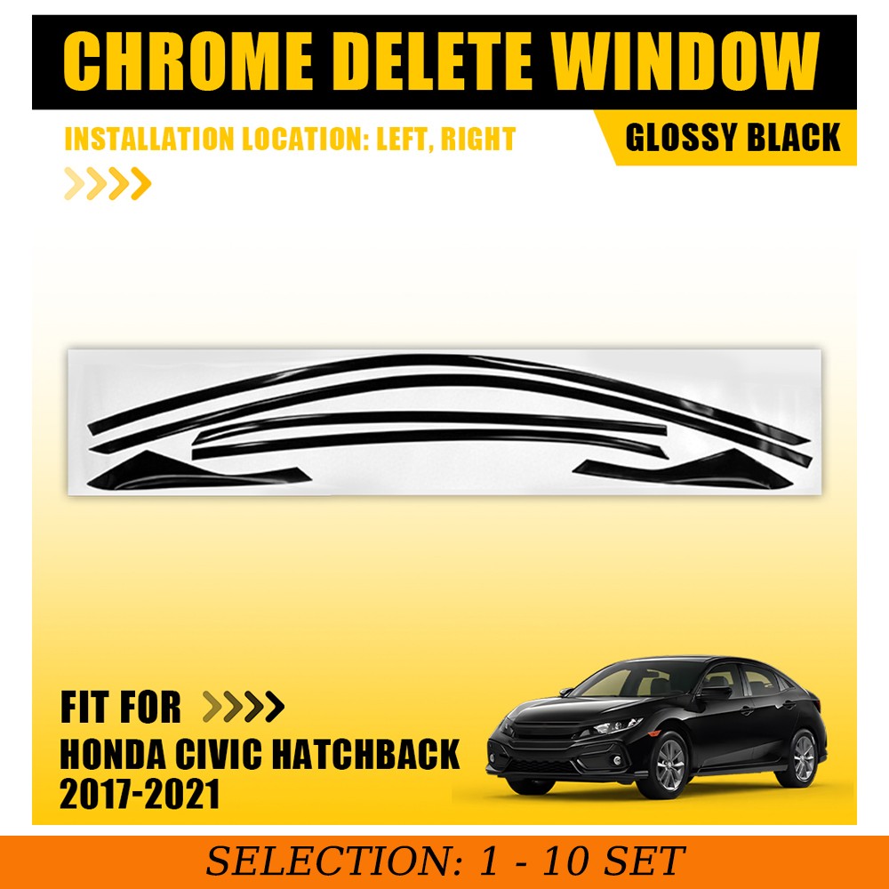 1-10Set Glossy Window Trim For Honda Civic 2017-21 Window Chrome Delete Blackout