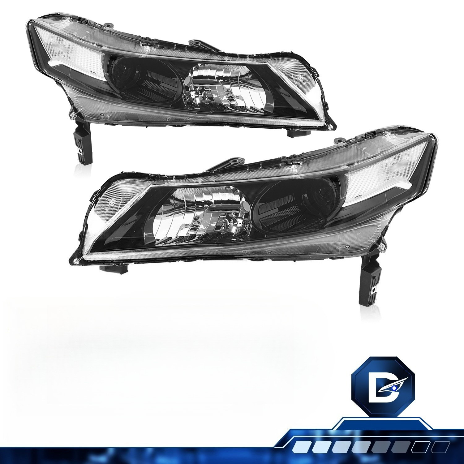 For 2009-2014 Acura TL Black Clear HID Xenon Headlights Assembly Pair 09-14