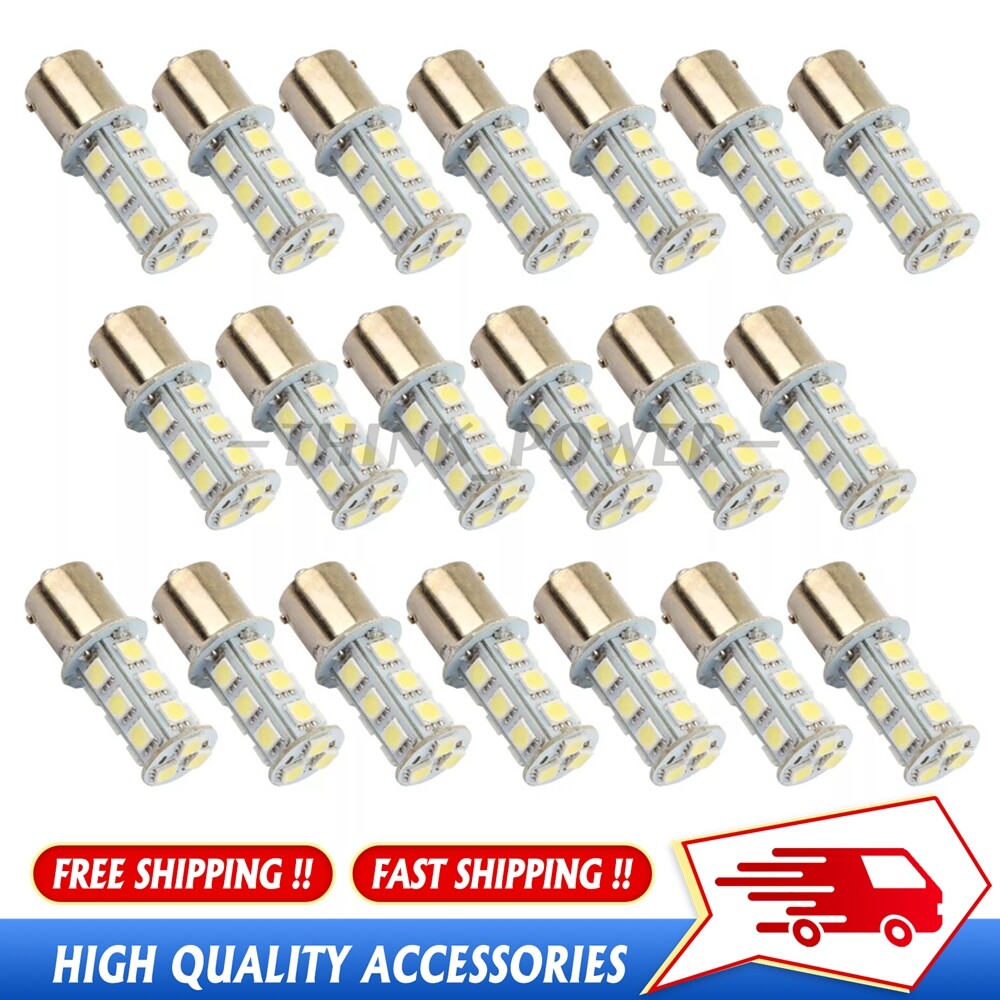 20X Super White 1157 BAY15D 18SMD RV Camper Trailer LED Interior Light Bulbs 12V