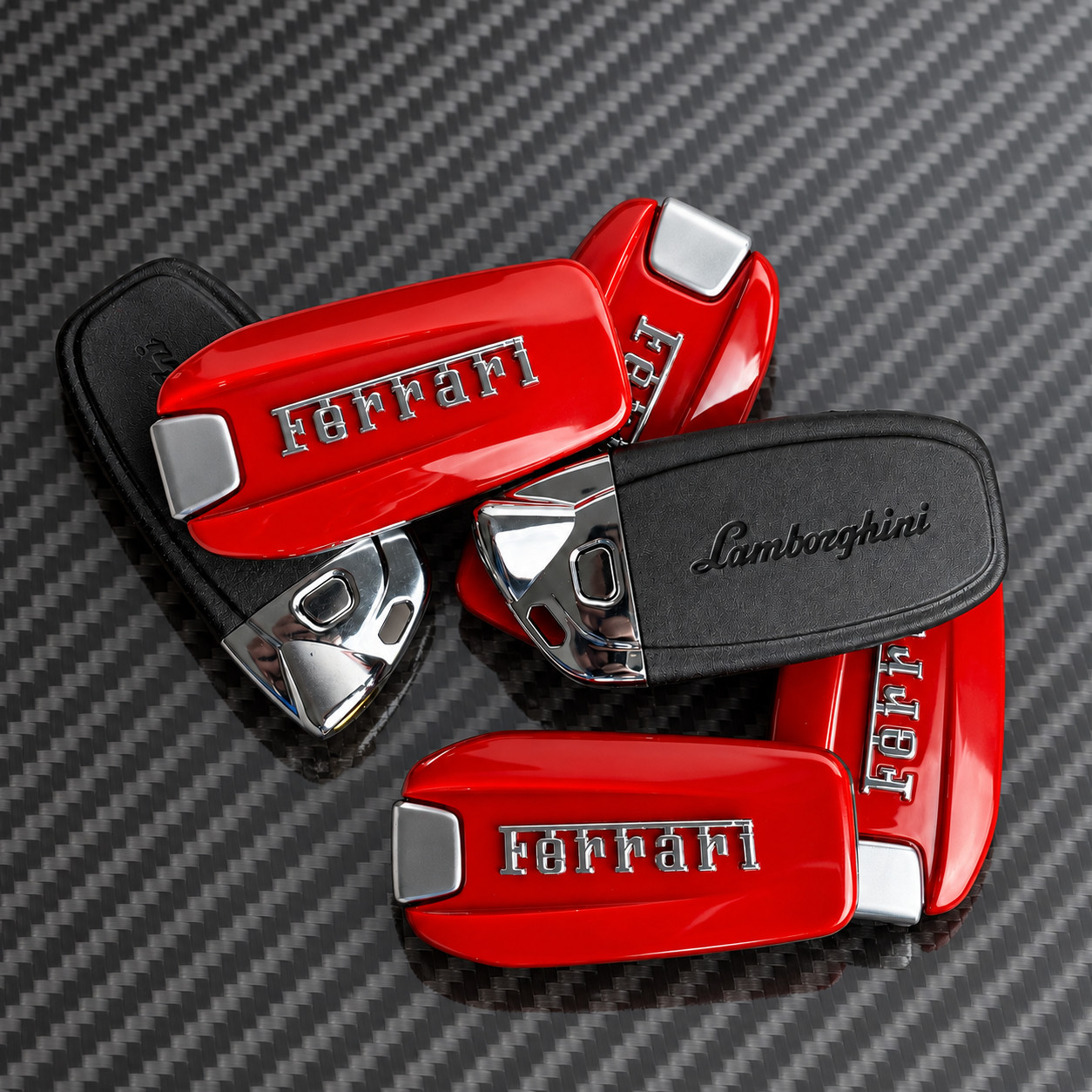 Ferrari & Lamborghini Key Fob Shell Bundle, Luxury Automotive Collector Gift Set