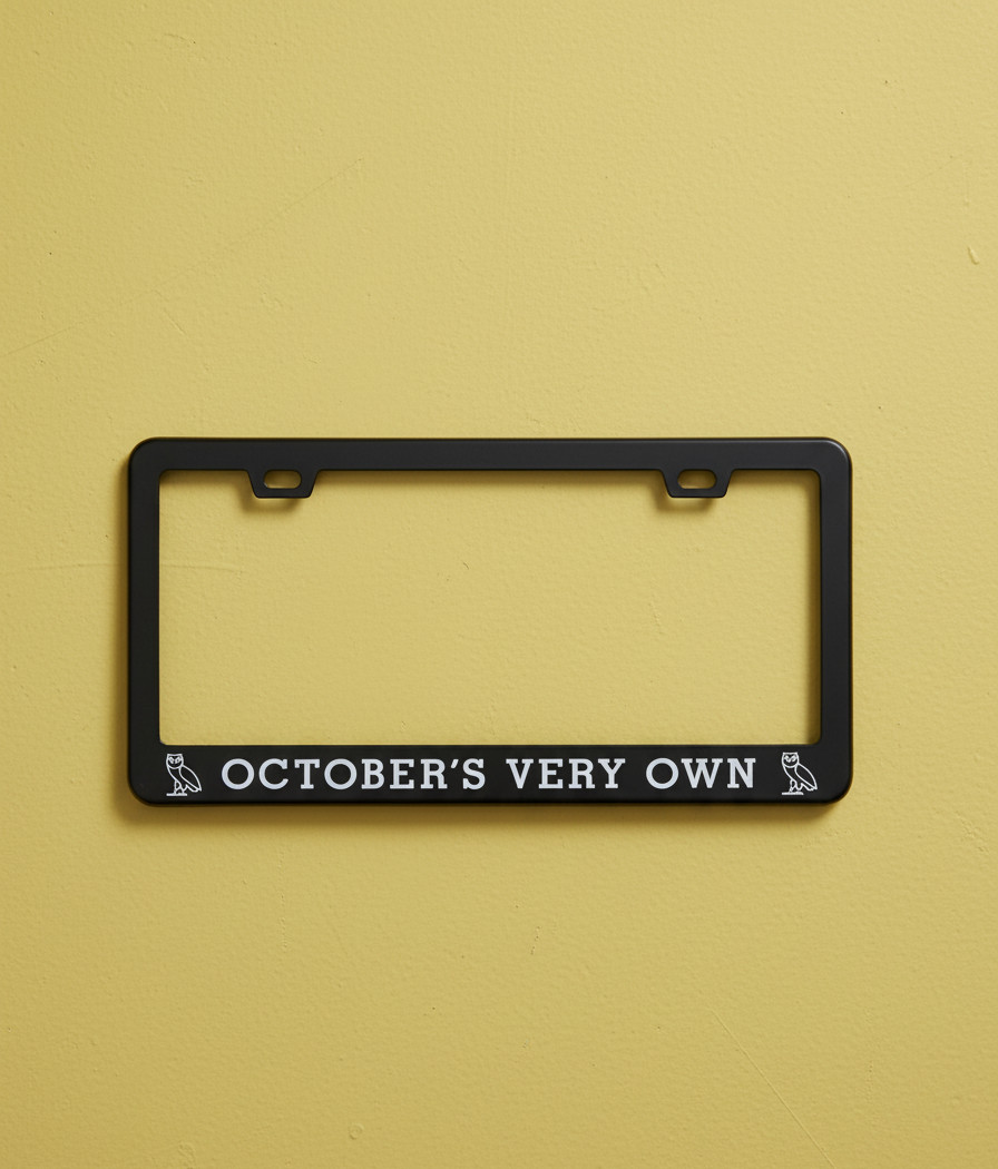 October's Very Own OVO License Plate Frame - Black Powder Coated Metal