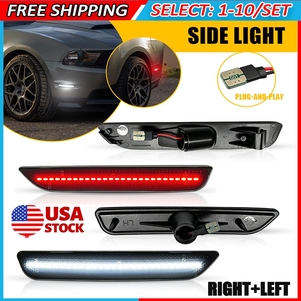 4-40x White/Red LED Side Marker Light Left Right AR3Z15A201B Fit Ford Mustang us 4-40x White/Red LED Side Marker Light Left Right AR3Z15A201B Fit Ford Mustang us