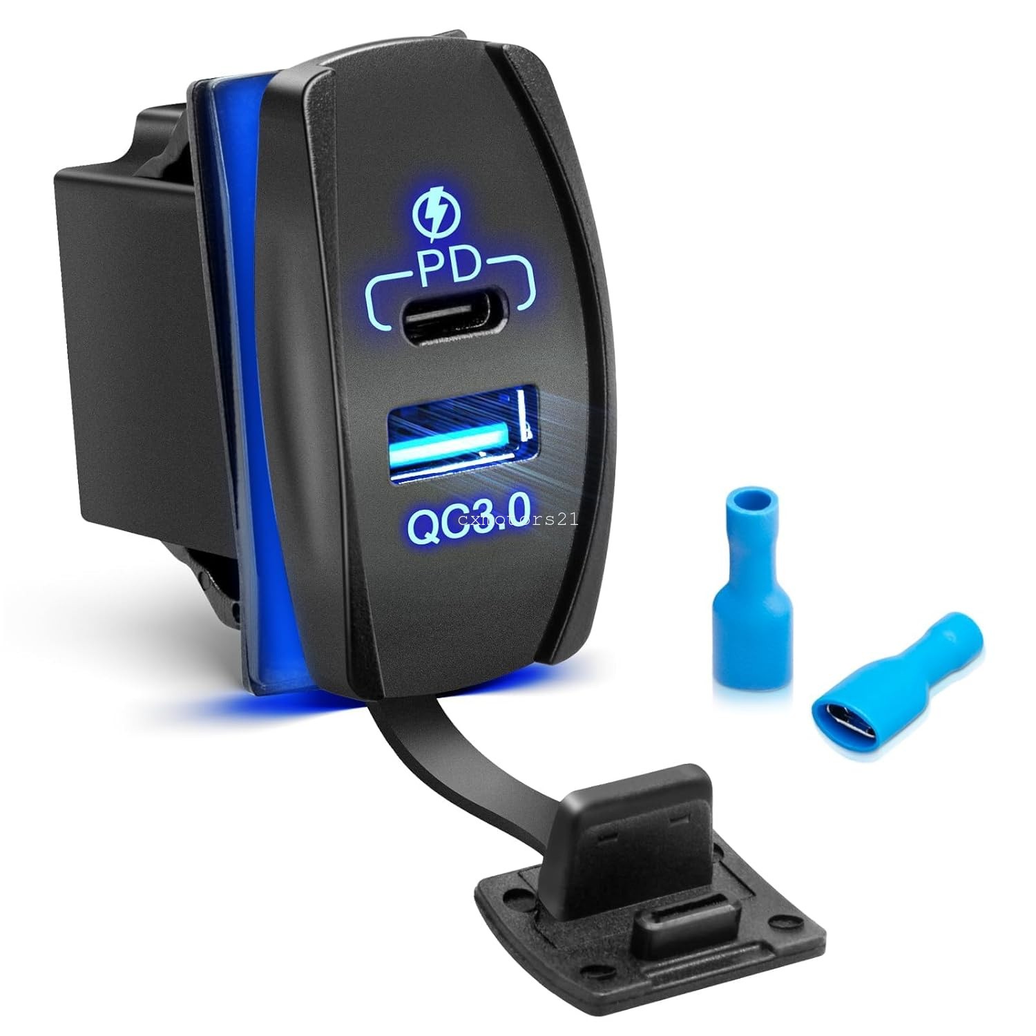 PD Type C & USB Charger Rocker Switch 2 Port for Polaris RZR Ranger Can Am X3