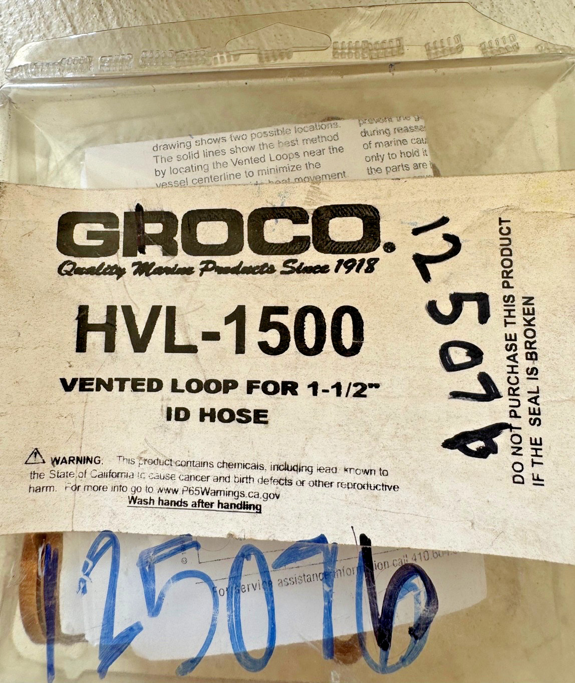 GROCO HVL-1500 Bronze Vented Loop 1-1/2\