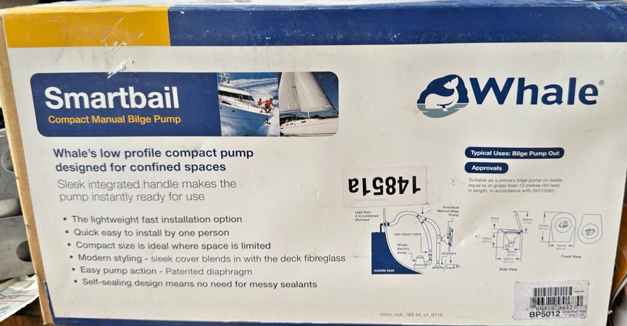Whale Smartbail BP5012 Compact Manual Bilge Pump Boat Marine NEW In Box