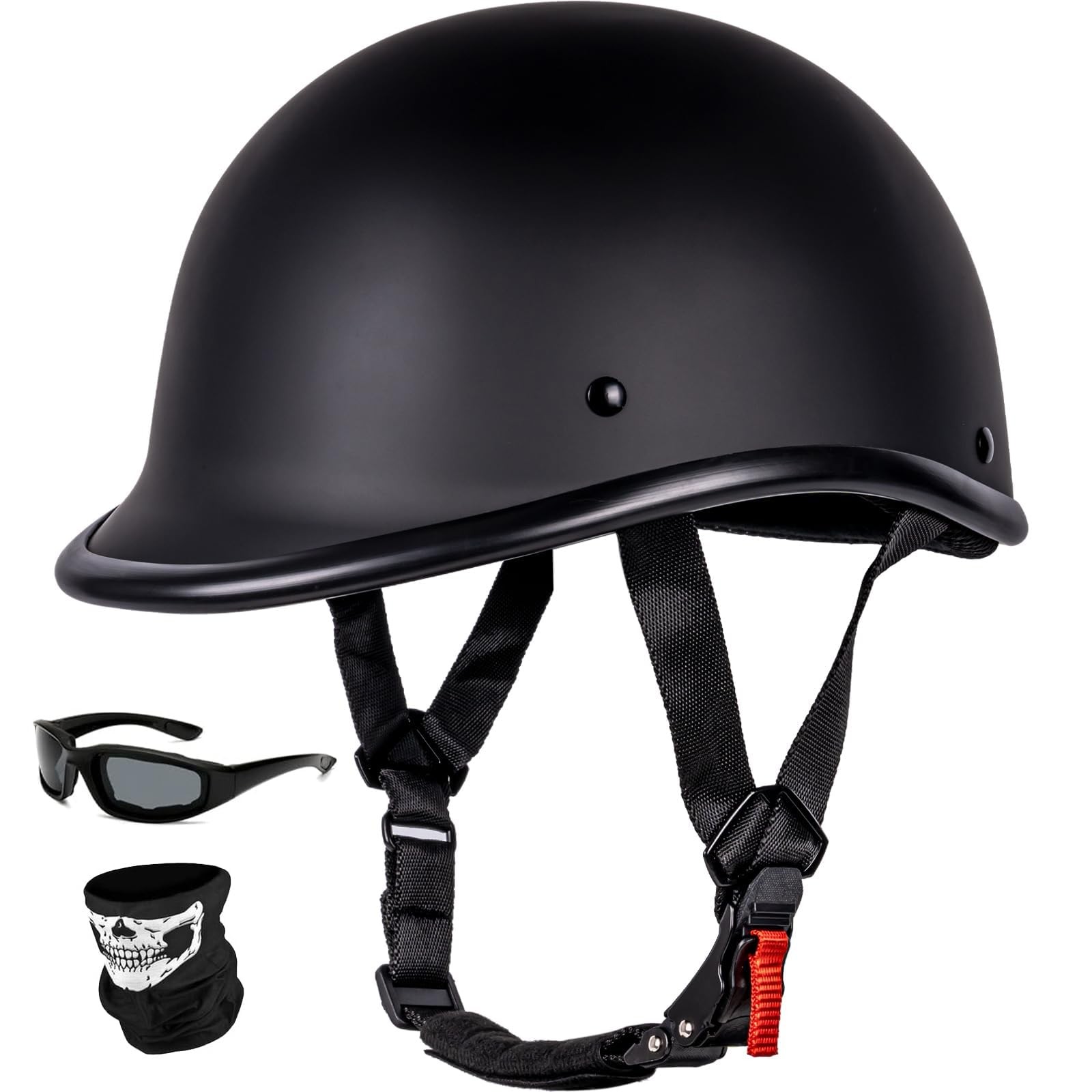 Yesmotor Low Profile Motorcycle Half HelmetDOT Approved Matte Black,L