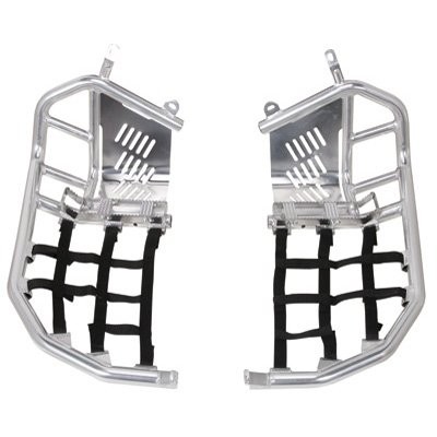 Tusk Foot Peg Nerf Bars Heel Guards Silver Black Webbing fits Z400 Quadsport