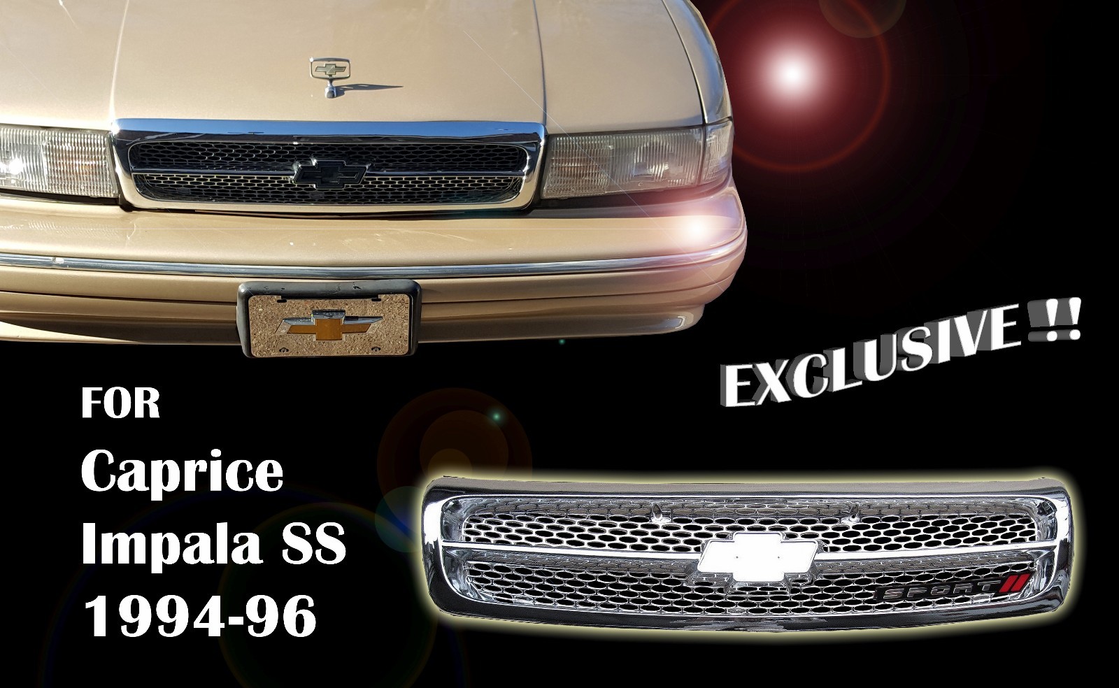 Fit For Chevy Impala SS Caprice 1994-96 Grille Fully Chrome GM1200450 10269614