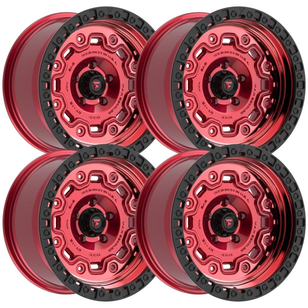 (Set-4) Fittipaldi FT100RTB 18x9 8x170 18mm Red Black Wheels Rims 18 Inch