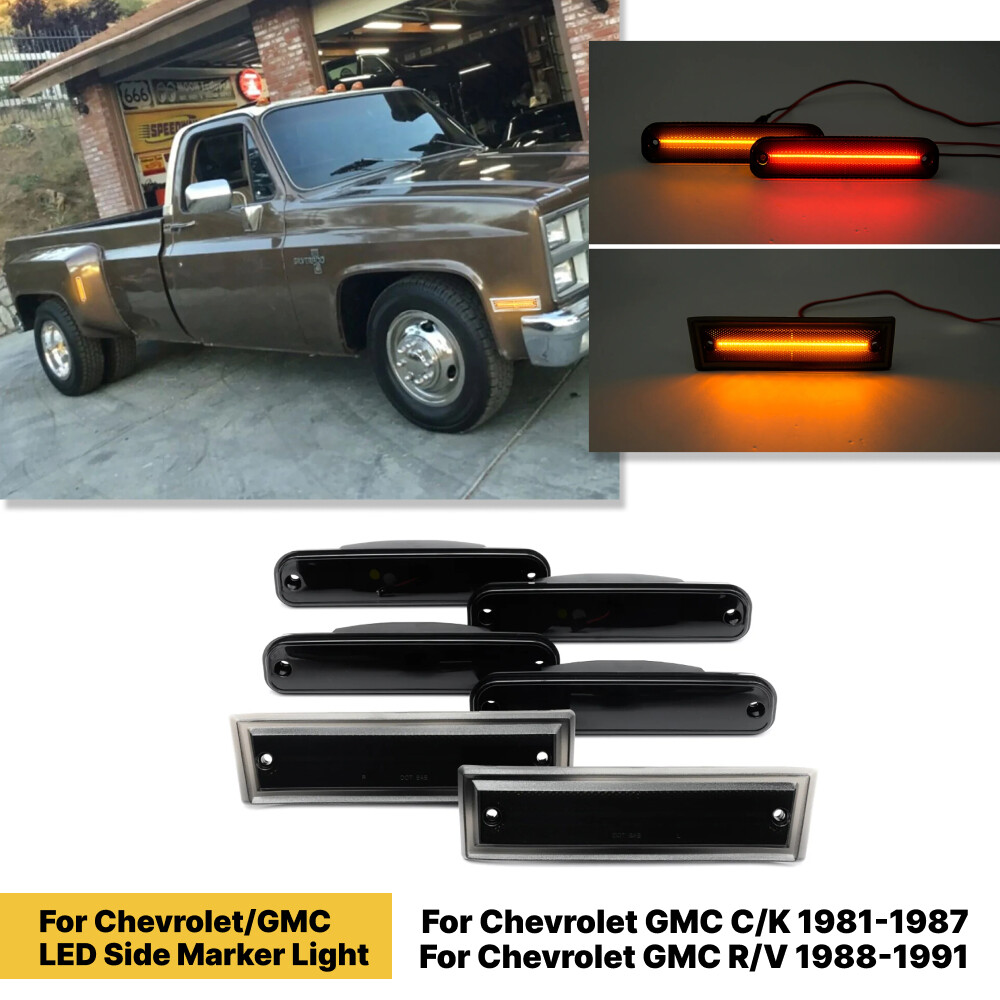For 1988-91 Chevy GMC R/V 30 3500 Trucks w/Dually Bed 6X Smoke Side Marker Light