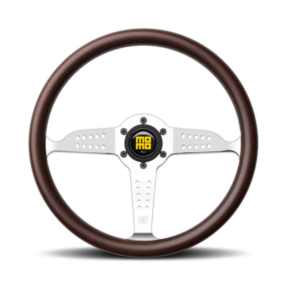 Momo Super Grand Prix Steering Wheel - 350mm (Mahogany Wood / Polished Spokes)