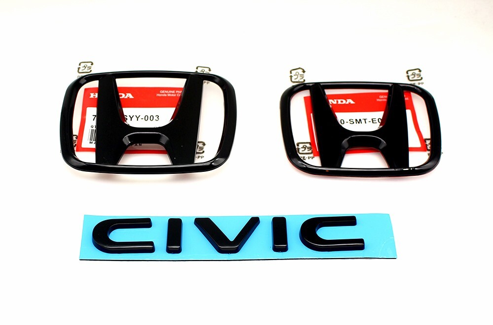 Genuine Style 3PCS Front Rear  Black Emblem For Honda 2022-2024 CIVIC 4Dr